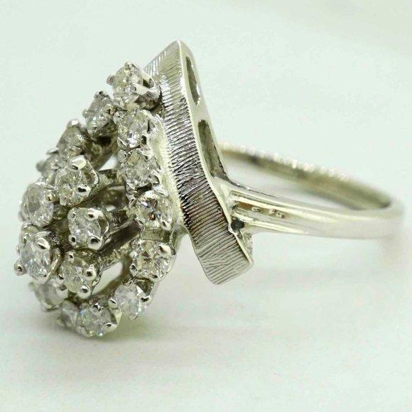Estate Sale 14k White Gold Diamond Cluster Ring Art Deco Style Size 8.25 Female